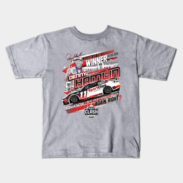 Denny Hamlin Clash At The Coliseum Kids T-Shirt by ganisfarhan